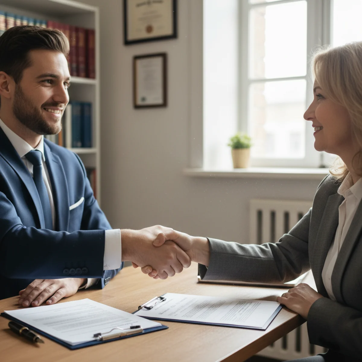 Personal injury attorney meeting with client
